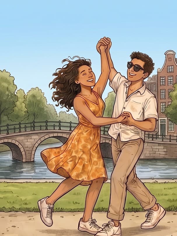 Ilustración de baile de salsa — Cielo despejado